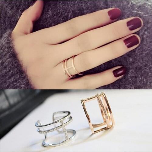 Hot Sale Charming Romantic Crystal Layer Chains Rings for Women Men Jewelry Adjustable Size Rings Christmas Gift Dropship 2021