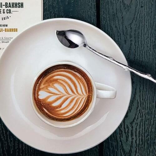 Hot Long-Handled Spoon Ice Teaspoon Coffee Spoon Twig Leaf Spoon 4 Pieces