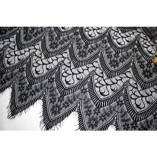 Wide 150cm eyelash embrioded lace fabric high quality lace wedding dress lace accessoires