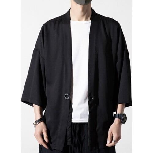 Chinese Style Linen Kung Fu Clothes Men Kimono Cardigan Traditional Yukata Japanese Samurai Clothing Casual Asian Clothes 30371