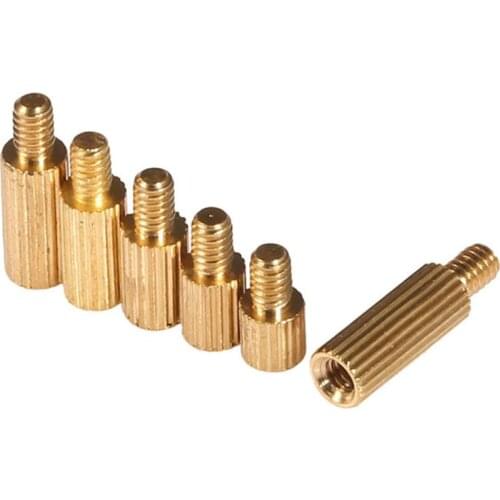M2 Brass Round knurl Male Female Standoff Stud Board Threaded Pillar PCB Motherboard Spacer Hollow Bolt Screw NutM2*L+3mm