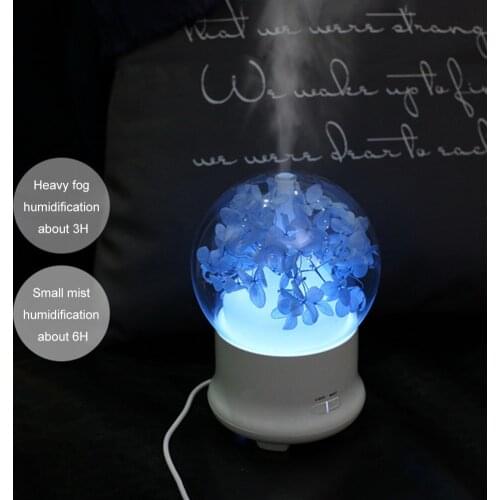 Mini Air Humidifier Preserved Flower Essential Oil Aroma Diffuser LED Colorful Night Lights Diffuser for Valentines Day Present