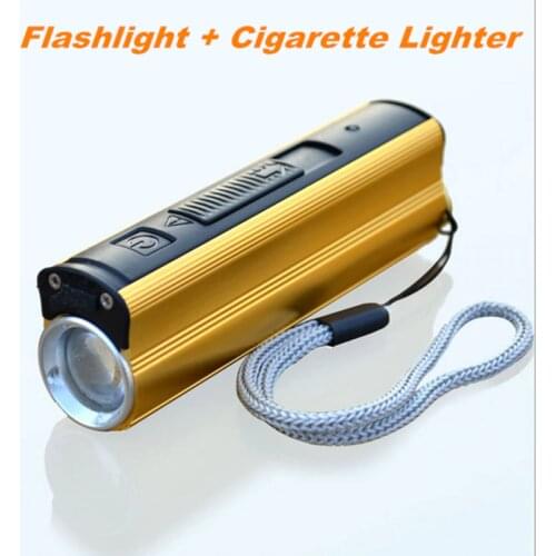 Multifunctional outdoor bright LED flashlight + cigarette lighter safe camping supplies to prevent explosion