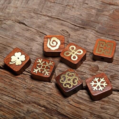 MZ101 Nepal Inlaid Copper Rosewood Beads Handmade Metal Inlay Bead Antique Golden For Jewelry Making DIY Bracelet Yoga Necklace