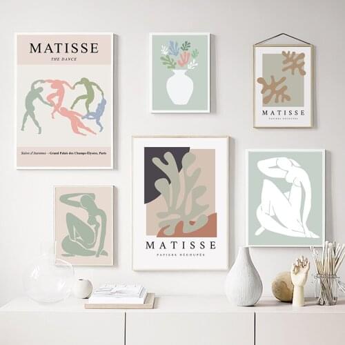 Wall Art Canvas Painting Matisse Colorful Coral Girl Vase Abstract Nordic Posters And Prints Wall Pictures For Living Room Decor