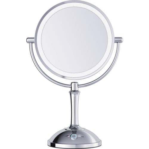 Desktop 8 Inch Makeup Mirror 2-Face Metal Mirror 3X 5X 10X Magnifying Cosmetic Mirror LED Lamp Adjust the Brightness