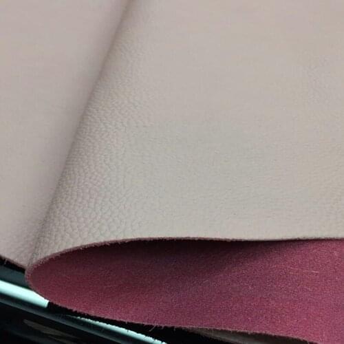Genuine Mild Pale Pink cow Leather Fabric for Sofa/Handbag/shoes with lichee patterned,1.2-1.4mmFree Shipping