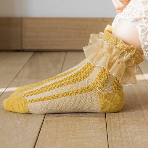 New Summer Girls Frilly Lace Tutu Socks Cotton Children Dance Princess Sock Flowers Ruffled Solid Ankle Socks