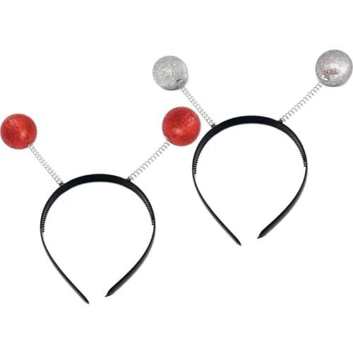 Glitter Ball Hair Hoop Xmas Antenna Headwear Spring Ball Hairband Holiday Party Headbands Christmas Creative Photo Props 13MD