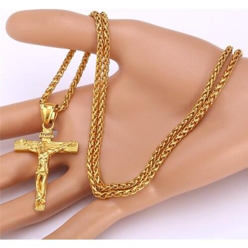 Stainless Steel Jesus Titanium Steel Necklace Fashion Punk Metal Accessories Jewelry Mens Pendant Gift Wholesale 2021 New Cross