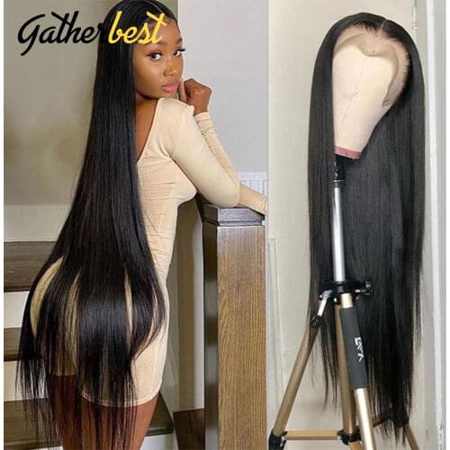 Straight Lace Front Wig Bone Straight Human Hair Wig Lace Frontal Wigs 30 32 Inch Lace Closure Wig for Black Woman