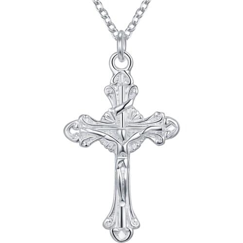 Cross shiny bling silver plated Necklace New Sale silver necklaces & pendants /MFMGTOJD MNDPLWWN