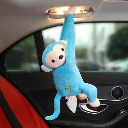 Cartoon Monkey Home Office Car Hanging Paper Napkin Tissue Box Holder Organizer