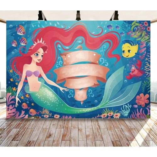 Underwater Blue Sea Princess Mermaid Backdrop Photography Girl Birthday Famliy Party Cake Table Decor Poster Background Vinyl