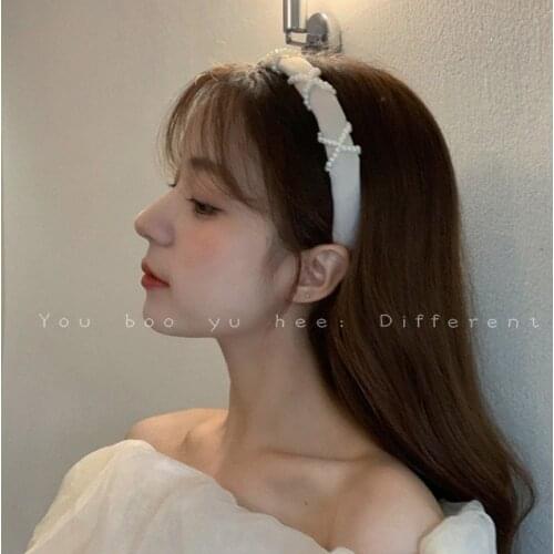 French retro pearl press headband female super fairy temperament wild go out headband simple wash face headband headwear