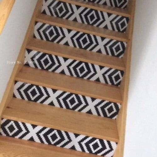 Rectangle Stacked Pattern Stairs Stickers Home Vinyl Decor Minimalist Scandinavian Design Waterproof Decals YT6265