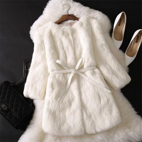 Warm Arrival 2020 New Winter Jacket Women Rabbit Fur Coat Female Long Jackets Solid Womens Coats Casaco Feminino WXF540