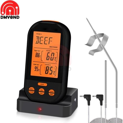Wireless Digital Meat Thermometers Remote Cooking Food Barbecue Grill Thermometer With Dual Probe For Oven Smoker Grill BBQ
