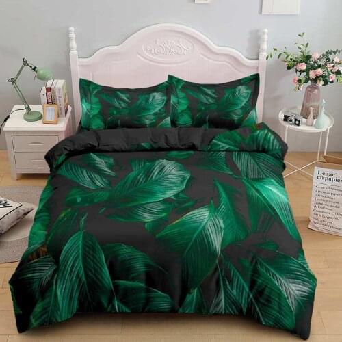 3D Leaves Bedding Set Comforter Twin Double Full Queen King Size