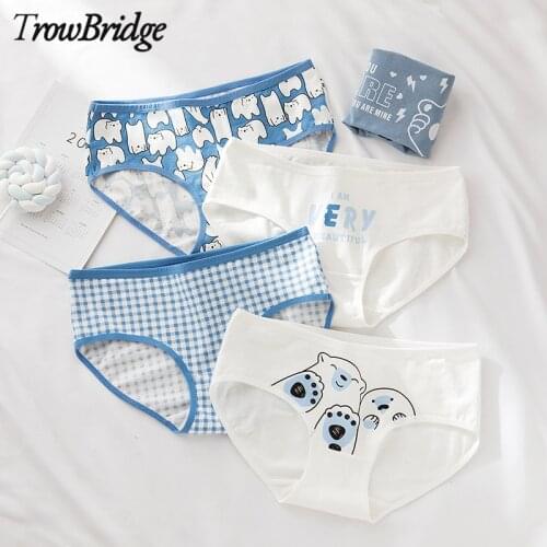 TrowBridge Cute Womens Panties Comfort Cotton Briefs Cartoon Breathable Underwear Health Girl Lingerie Soft Underpants Hot Sale