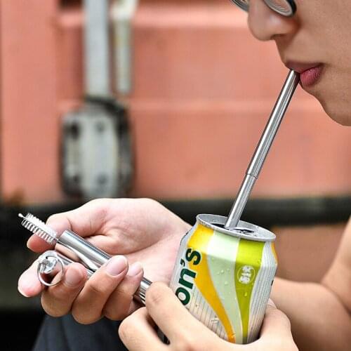 In Stock with Cleaning Brush Stainless Steel 304 Food Grade Portable Reusable Folding Telescopic Straw