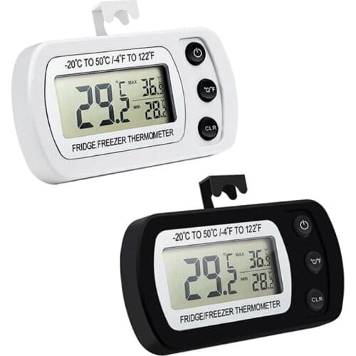 Waterproof Digital Refrigerator Thermometer Max/Min Record Function with Large LCD Display Magnet Hook
