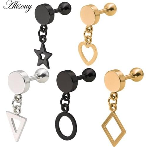 Alisouy 2pcs New Punk Simple Math Geometric Dangle Indian Gold color Drop Earring screw back Statement Earrings For Women