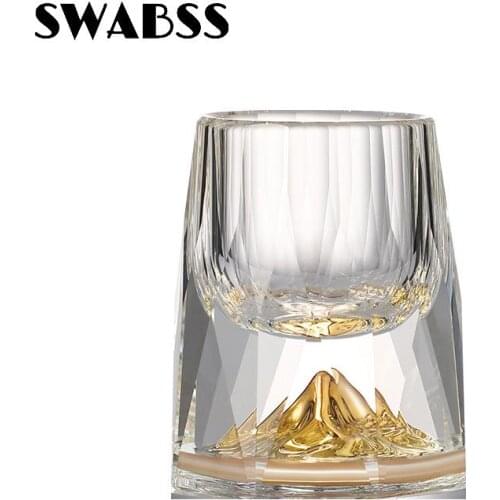 15ML Crystal Glass Shot Glass Family Dinner Gold Foil Spirit Glass Tequila/vodka/chinese Moutai Glass Bar Party Bullet Glass