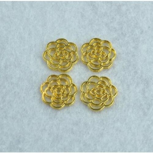 20pcs Gold color flower Charms Necklace Pendant Bracelet Jewelry Making Handmade Crafts diy Supplies 17*17mm Q107