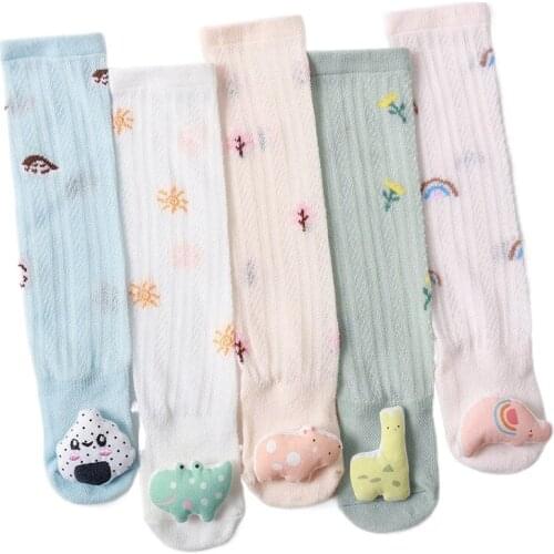 2021 New Summer Boneless Baby Socks Transfer Mesh Baby Knee High Socks Fashion Newborn Kids Girls Socks with Cute 3D Animal