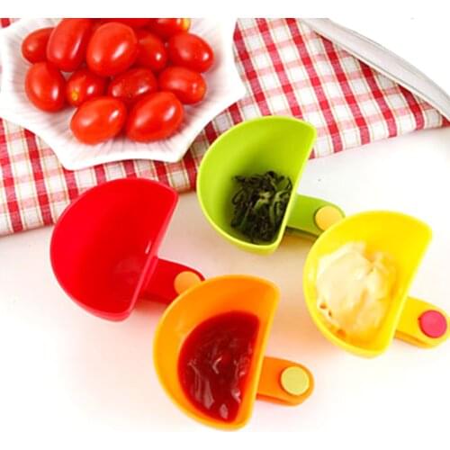 4PCS Storage Box Assorted Seasoning Sugar Salad Tomato Sauce Dishes Kitchen Clip Bowl Dip Containers for Spices Salt Shaker