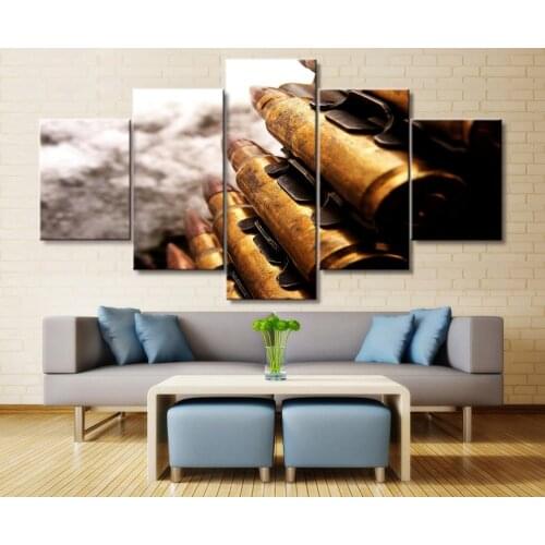 5 panel bullets / weapons / military canvas print painting living room wall HD decorative picture artwork modern poster frame