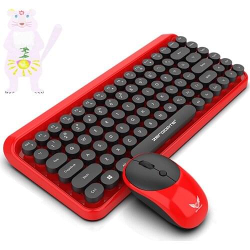 2.4G wireless cute Dot Keyboard DPI adjustable Brightness For gaming Home Office Keyboard and Mouse Combo set