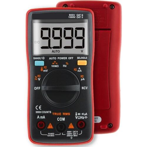 True RMS NCV Digital Multimeter AC/DC Voltage Ammeter 9999 Counts Backlight Resistance Frequency Capacitance Temperature Tester