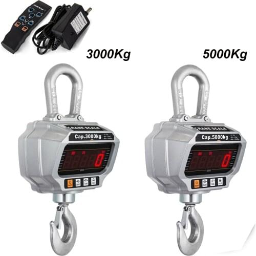 VEVOR 3000 5000kg Digital Crane Scales Heavy Duty Aluminum Hanging Scale W/ OCS-T LCD Display Reinforced Ring Hook for Industry