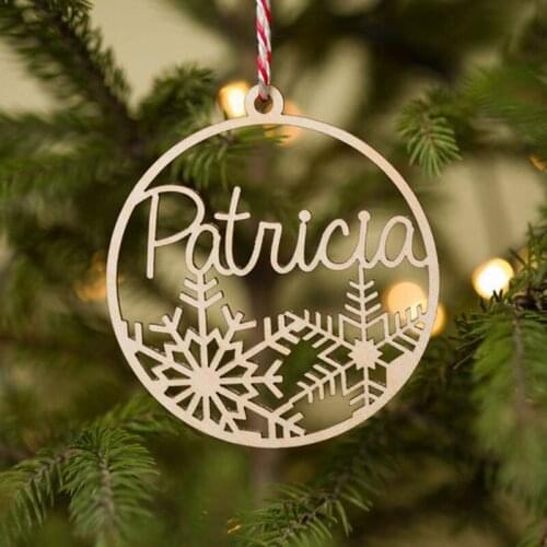 Wooden Christmas Series Pattern Round Hanging Ornament Charm Handmade Accessory Home Decoration Christmas Tree Ornaments