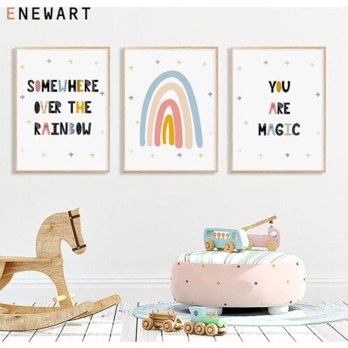Children Poster Colorful Rainbow Wall Art Canvas Painting Nursery Quotes Print Nordic Kid Girl Bedroom Decoration Pictures