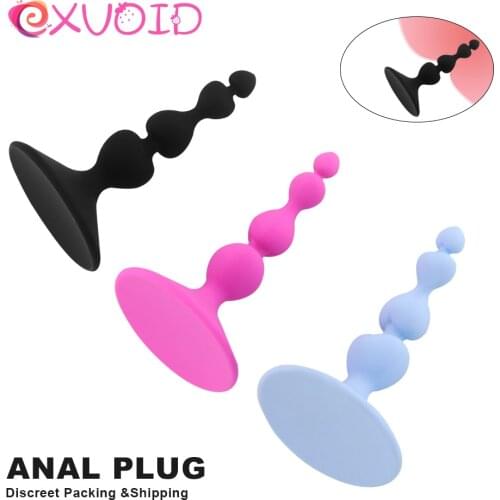 EXVOID Silicone Anal Plug Sex Toys for Men Women Vagina Open Anus Dilator Anal Beads G Spot Massager Butt Plug for Beginner