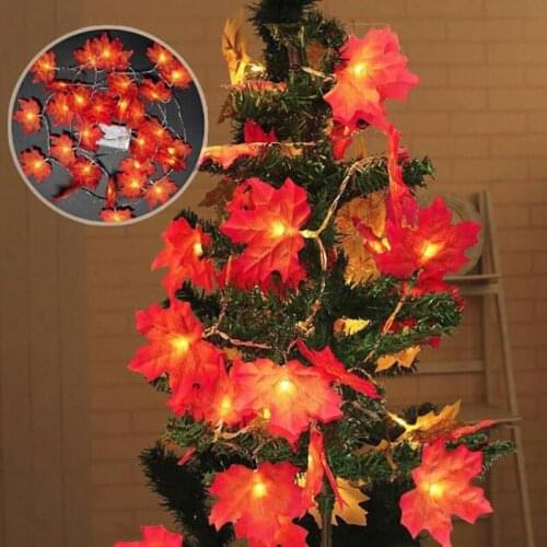 3M 30 LED Thanksgiving Maple Leaves Lighted Fall Garland String Warm Lights for Home Garden Outdoor Halloween Festive Decoration