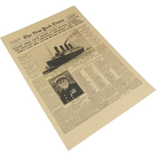 Hot Sale The New York Times History Poster Titanic Shipwreck Old Newspaper Retro Kraft Paper Home Decoration Wall Sticker New