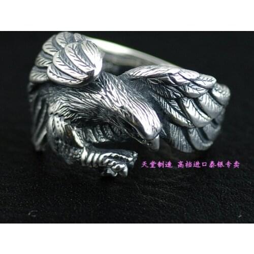 * Imported from Thailand, Mens Eagle Wings Thai Silver Ring
