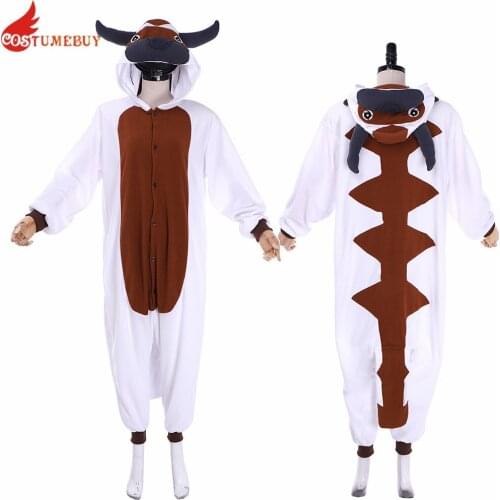 Costumebuy Avatar The Last Airbender Cosplay Cow Jumpsuit Pajamas Costume Animal Hoodie Sleepwear Suit Halloween Party Cosplay