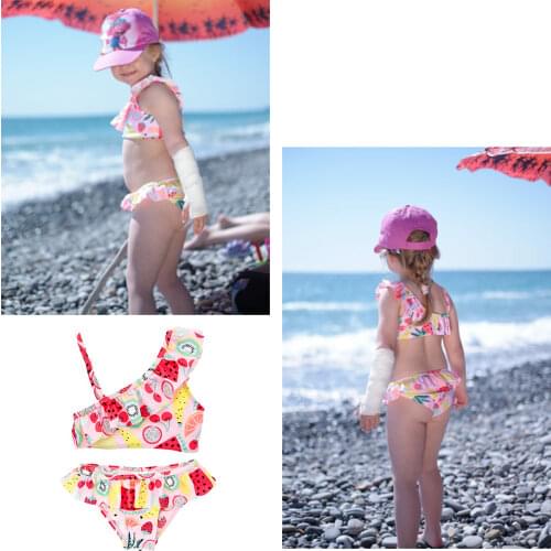 Baby Girls Swimwear 2021 Summer Holidy Beach Bikini Pullover Quick Dry Little Pricess Swimming Wear Toddler Girl Bathing Suit