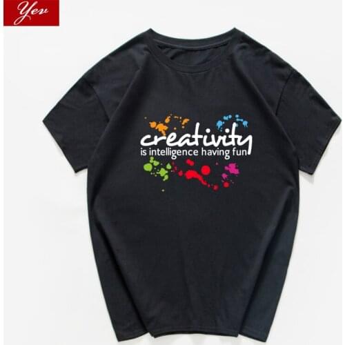 Creativity is intelligence have fun funny T Shirt men cool summer streetwear 100% cotton tshirt hip hop tee shirt homme harajuku