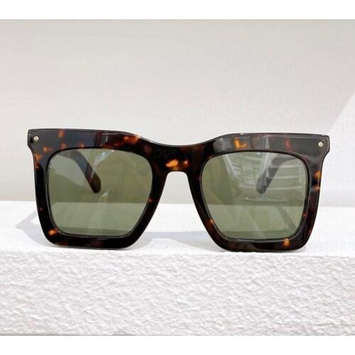 Square acetate leopard big frame mens sunglasses driving style grey lens 2021 fashion