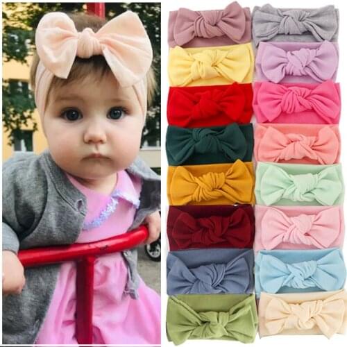 Soft Big Bowknot Baby Headband Solid Color Newborn Baby Girls Hairband Wide Infant Hair Band Turban Baby Hair Accessories