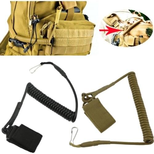 Molle Airsoft coil handgun spring sling military hunt elastic belt rope strap backpack bag tool lanyard gun pistol shooting