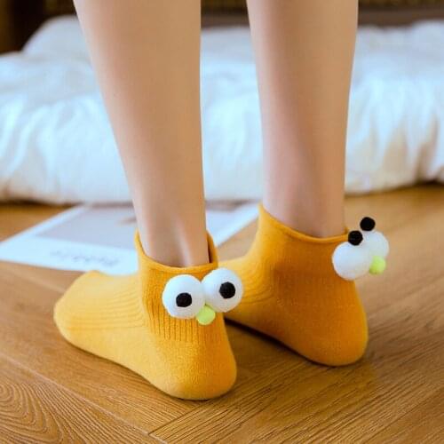 Korean fashion cute creative cartoon doll big eyes candy color frilly socks socks