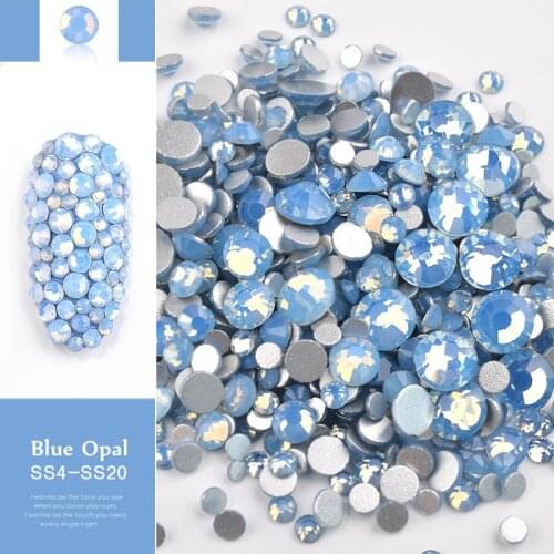New 350pcs Mixed Size SS4-SS20 Opal Nail Art Rhinestone Decorations Crystal Colorful Glitter Gems DIY Nail Art Accessory Decor