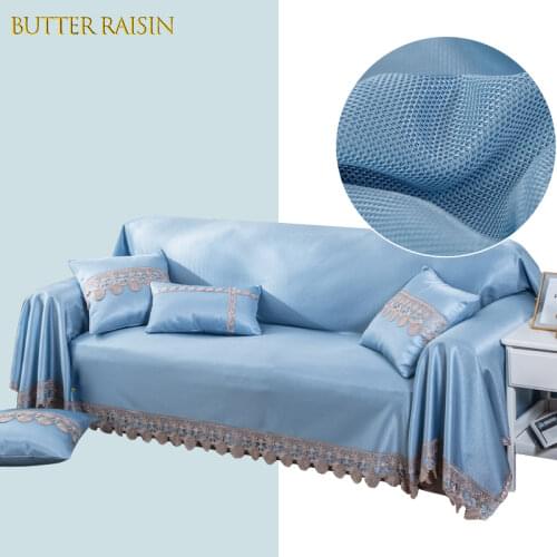 European Solid Color Sofa Cover Cushion All-inclusive Sofa Towel Summer High-grade Ice Silk Sofa Towel Blanket For Living Room